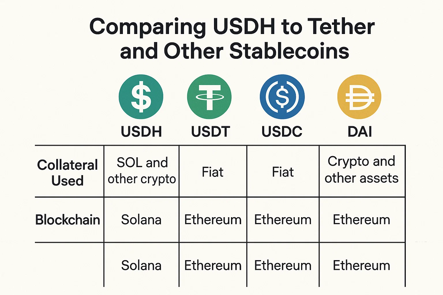 Comparing USDH to Tether and Other Stablecoins